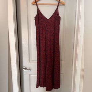 Burgundy and black floral one piece jumpsuit